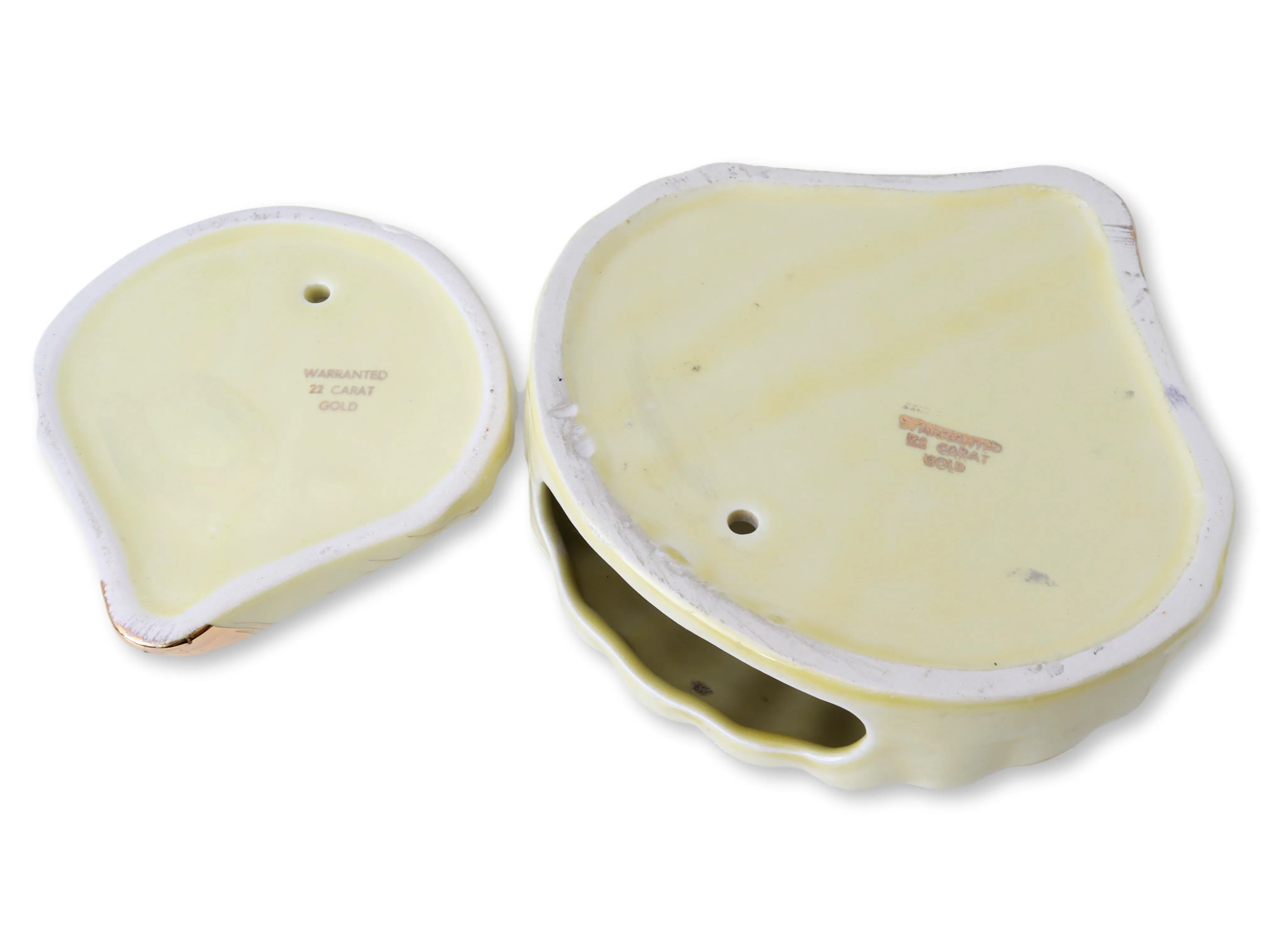 Midcentury Shell Wall Pockets - Set of 2 - The Queens Landing - Yellow
