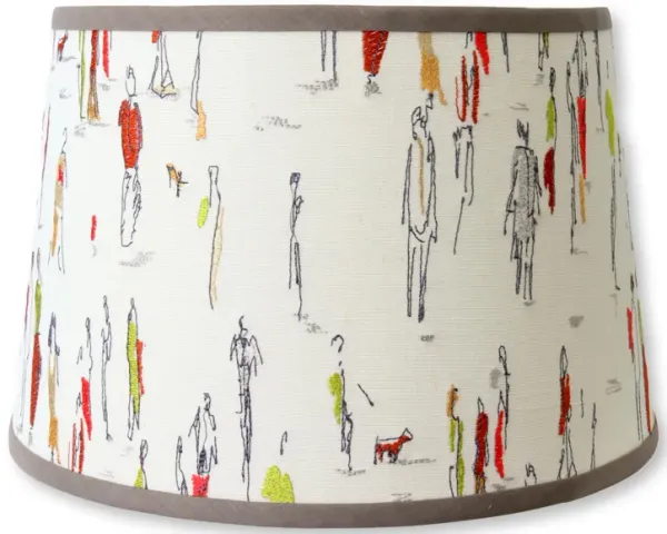 1950s Embroidered Lamp / Pendent Shade - The Queens Landing - Beige