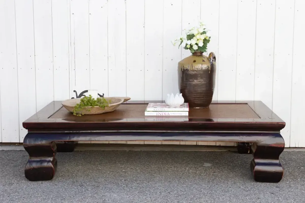 Large Elm and Rattan Coffee Table - de-cor - Brown