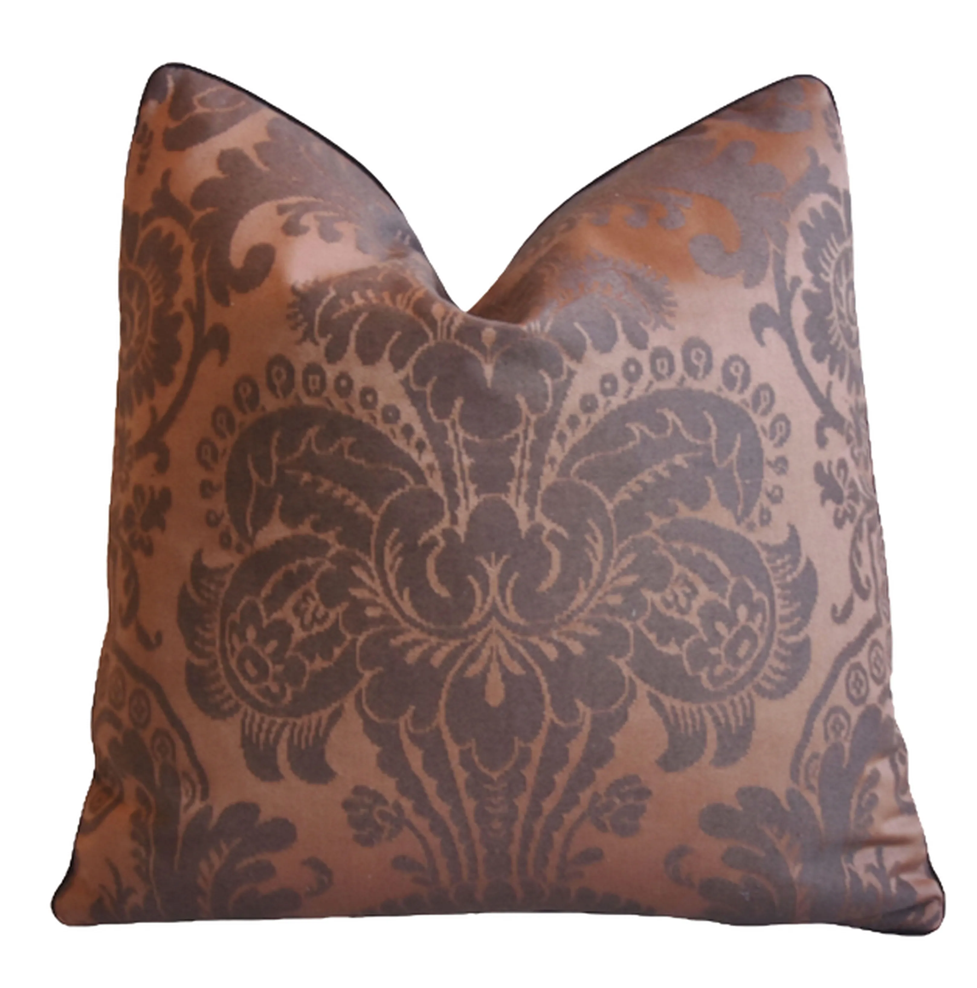 Lee Jofa Brown Plum Silk Damask Pillow