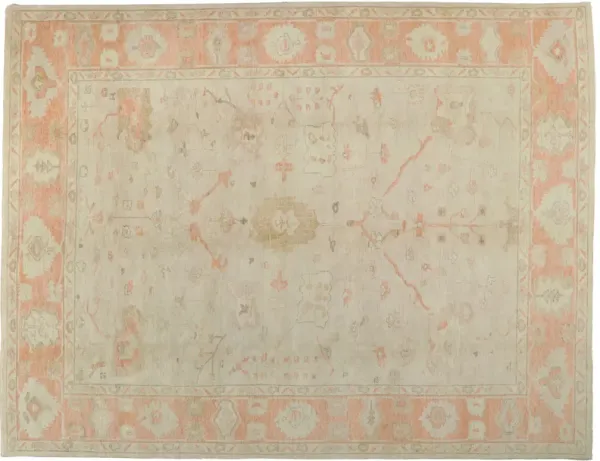 Vintage-Inspired Oushak Rug - 10'4 x 13'7 - Esmaili Rugs & Antiques - Orange - Orange