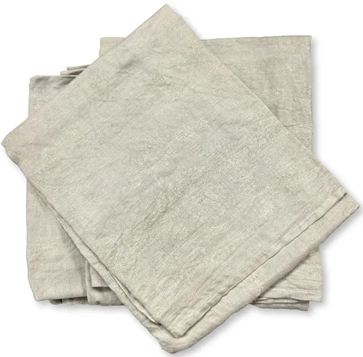 Antique French "D" Linen Napkins Set of 9 - Rose Victoria - Beige