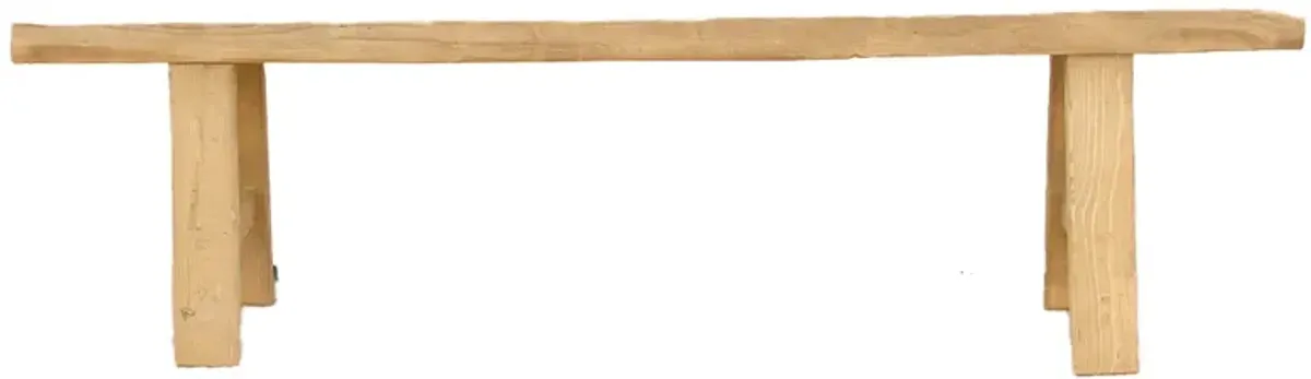 Asian Rustic Bleached Wood Bench - de-cor - brown