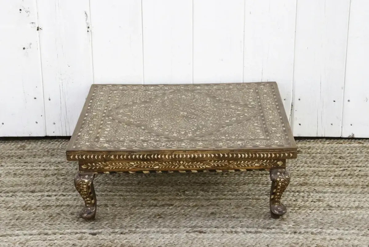 Indian Inlaid Low Side Table - de-cor