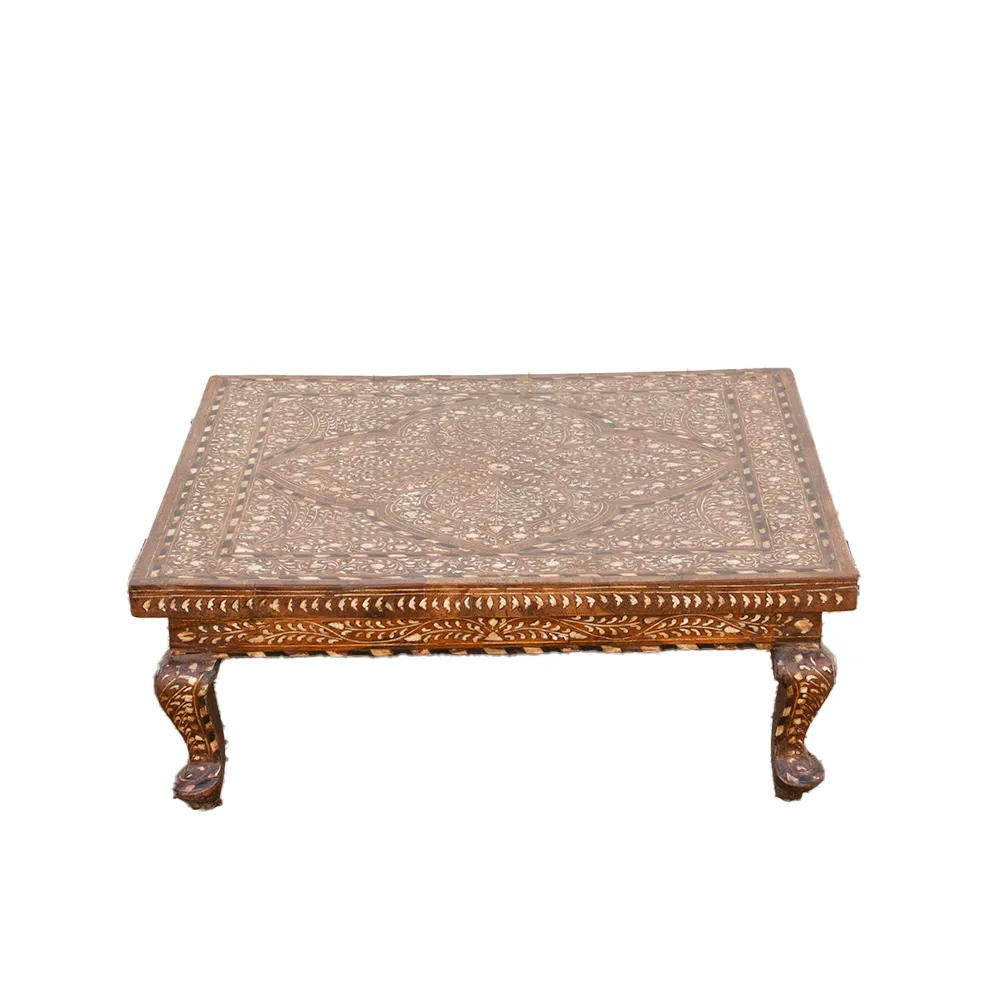 Indian Inlaid Low Side Table - de-cor