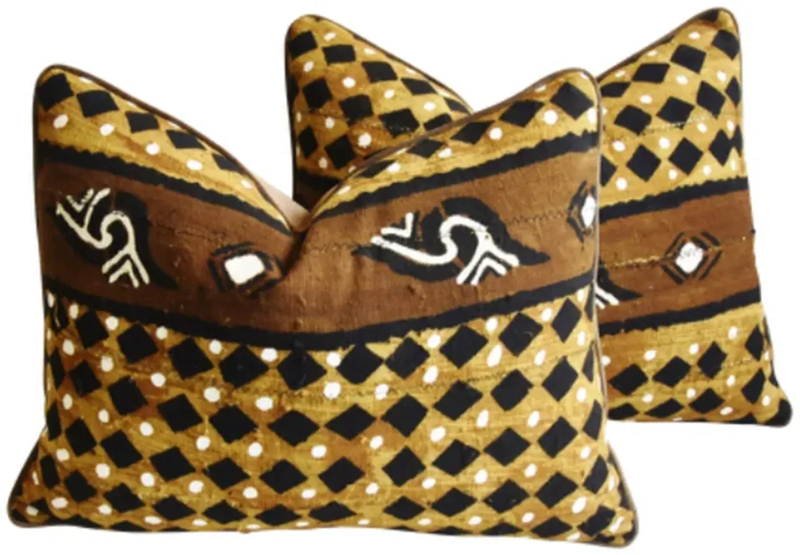 Malian Tribal Cloth & Velvet Pillows Set of 2