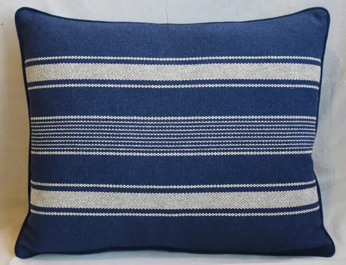 Blue & White Nautical Striped Pillow