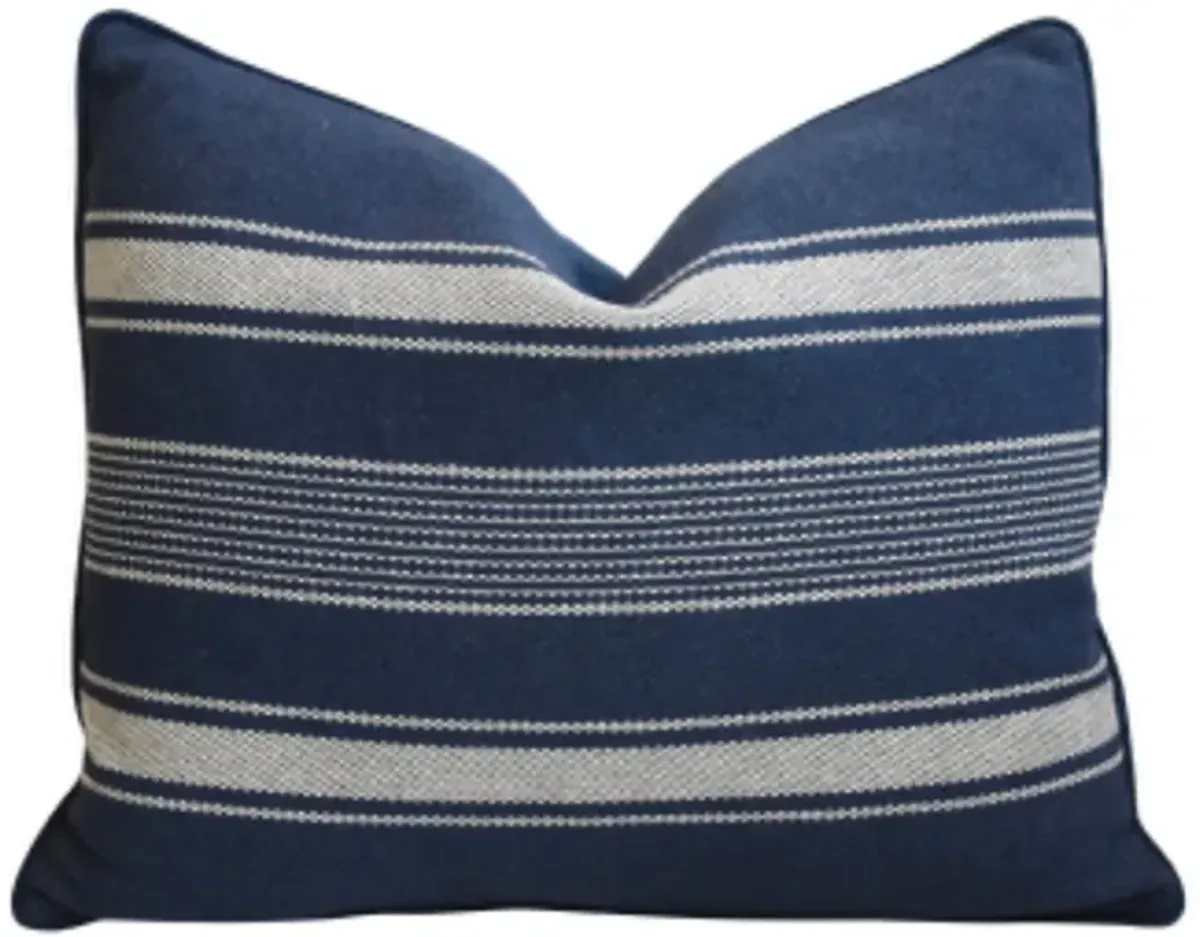 Blue & White Nautical Striped Pillow