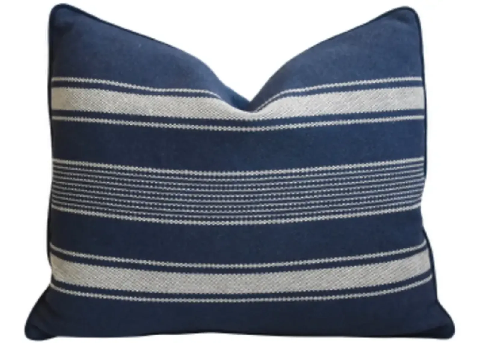 Blue & White Nautical Striped Pillow