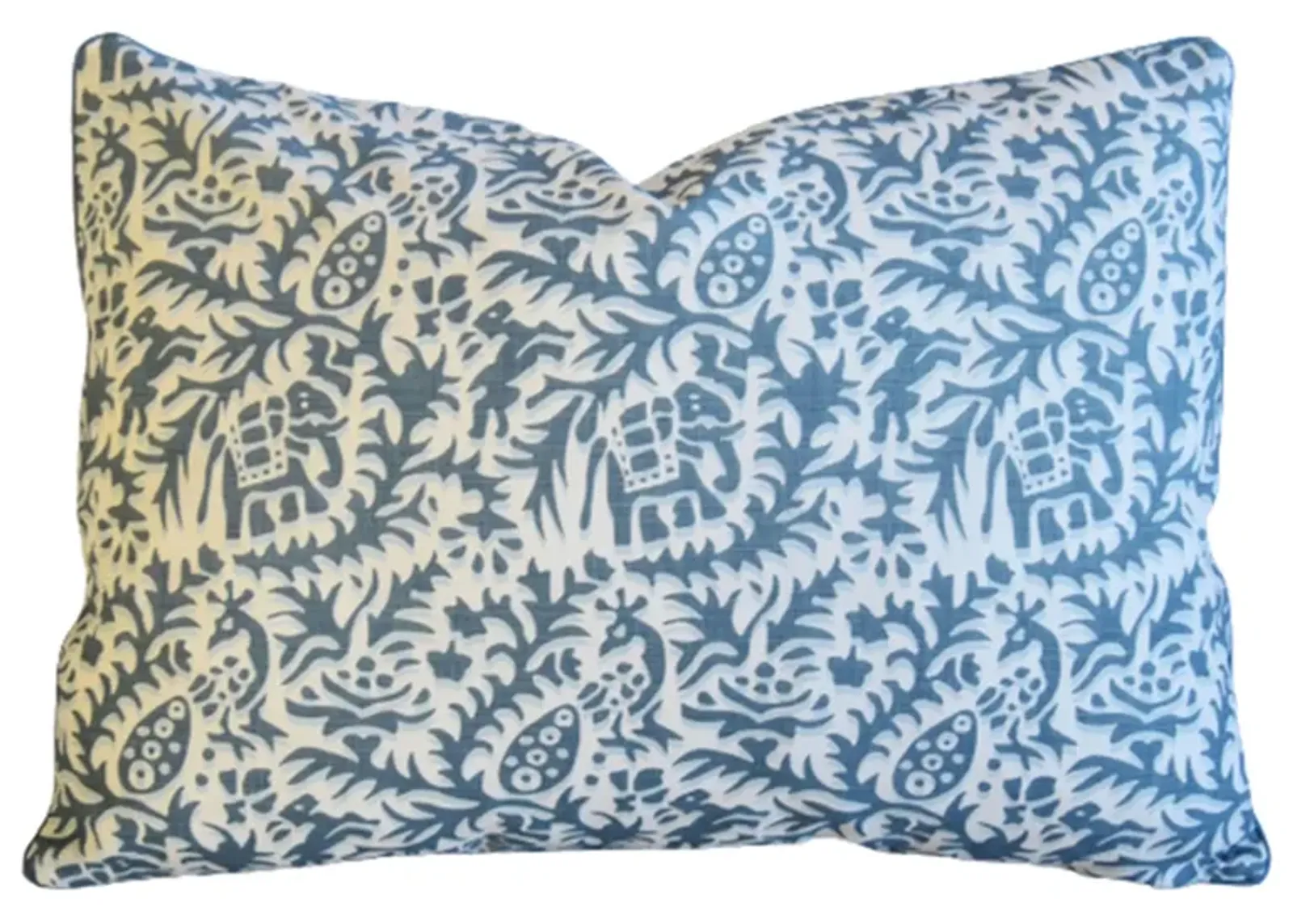 Andrew Martin Blue-Gray Jungle Pillow