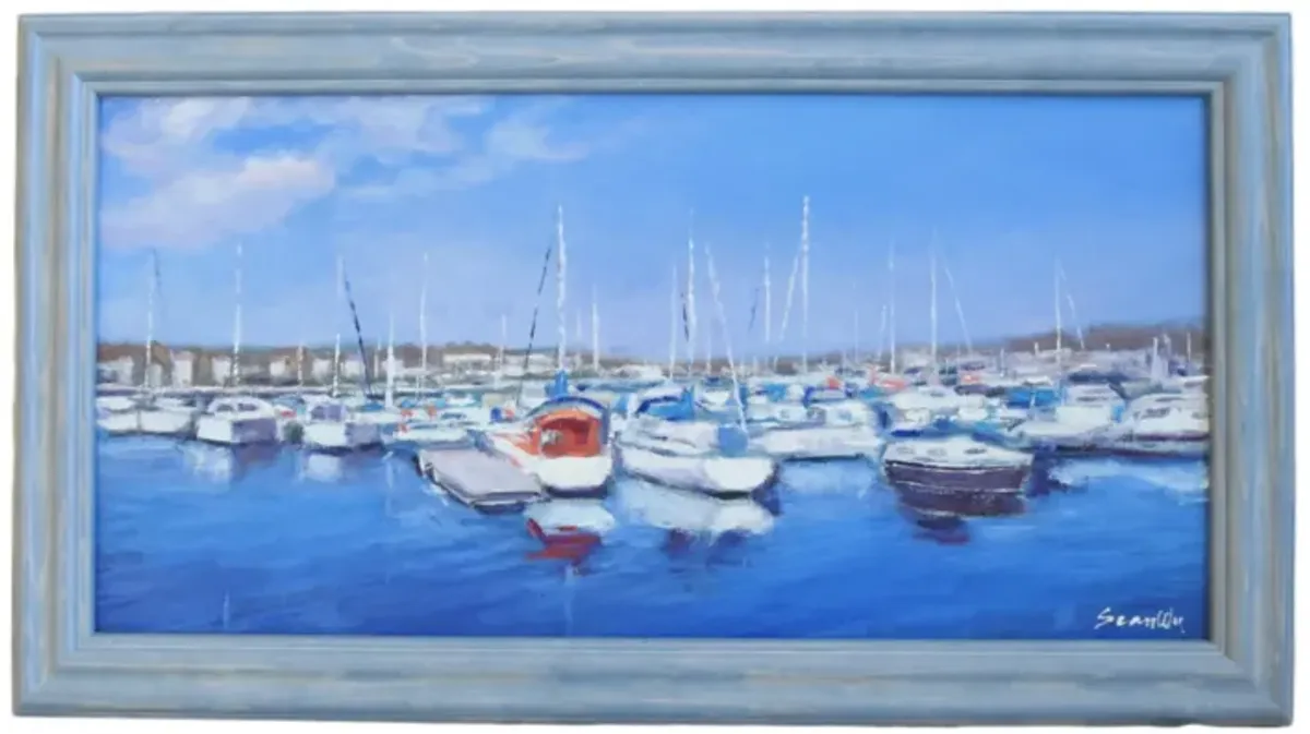 New England Nautical Coastal Sailboats - Blue