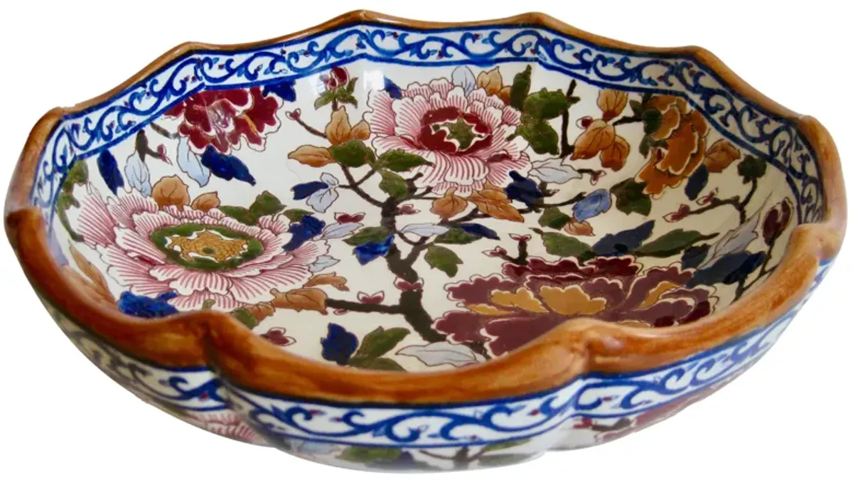 Gien French Faience Peonies Bowl - The Emporium Ltd. - Blue