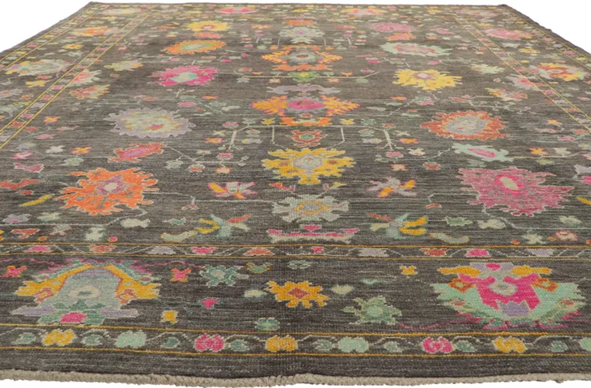 Colorful Oushak Rug - 10'02 x 13'00 - Esmaili Rugs & Antiques - Brown - Brown