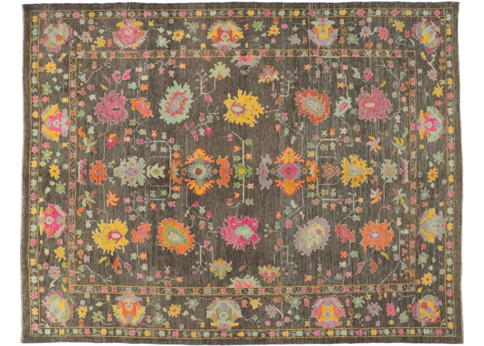 Colorful Oushak Rug - 10'02 x 13'00 - Esmaili Rugs & Antiques - Brown - Brown