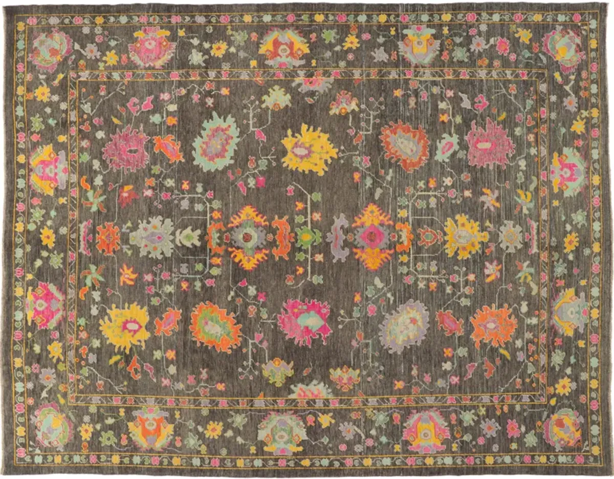 Colorful Oushak Rug - 10'02 x 13'00 - Esmaili Rugs & Antiques - Brown - Brown