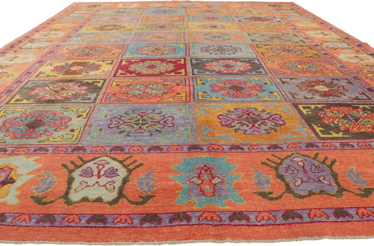 Colorful Oushak Rug - 10'02 x 14'08 - Esmaili Rugs & Antiques - orange - orange