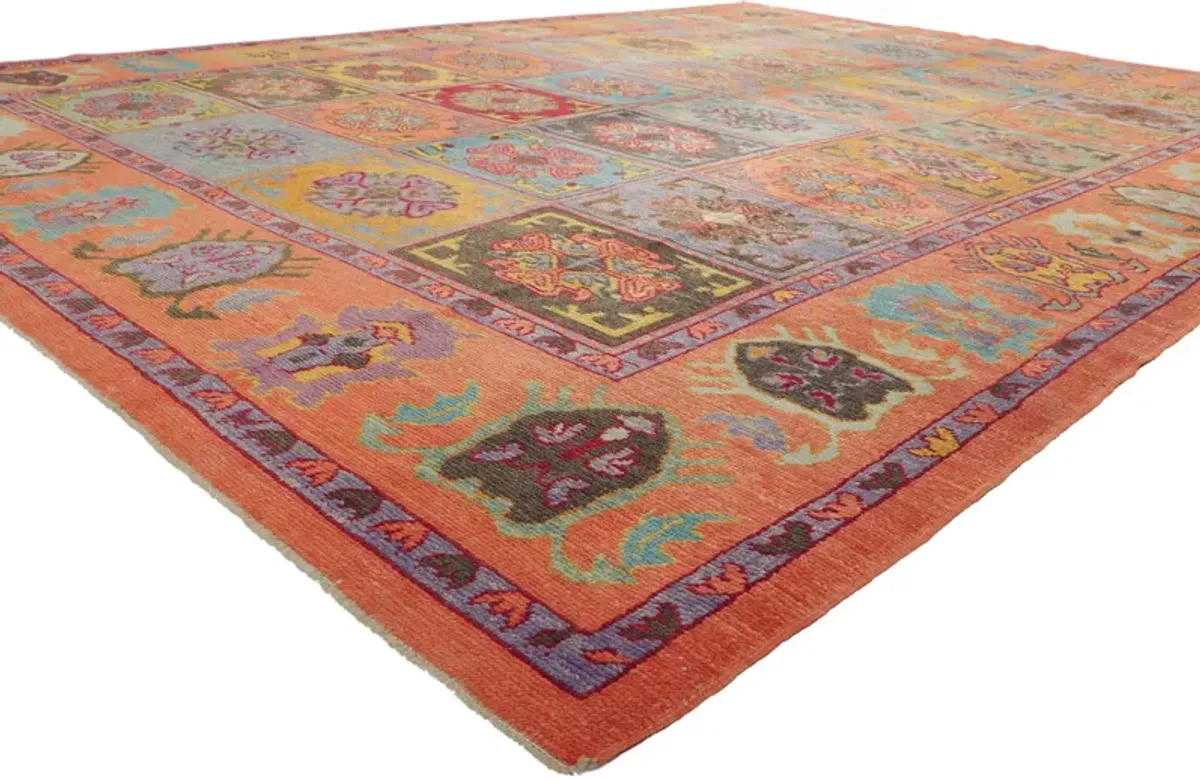 Colorful Oushak Rug - 10'02 x 14'08 - Esmaili Rugs & Antiques - orange - orange