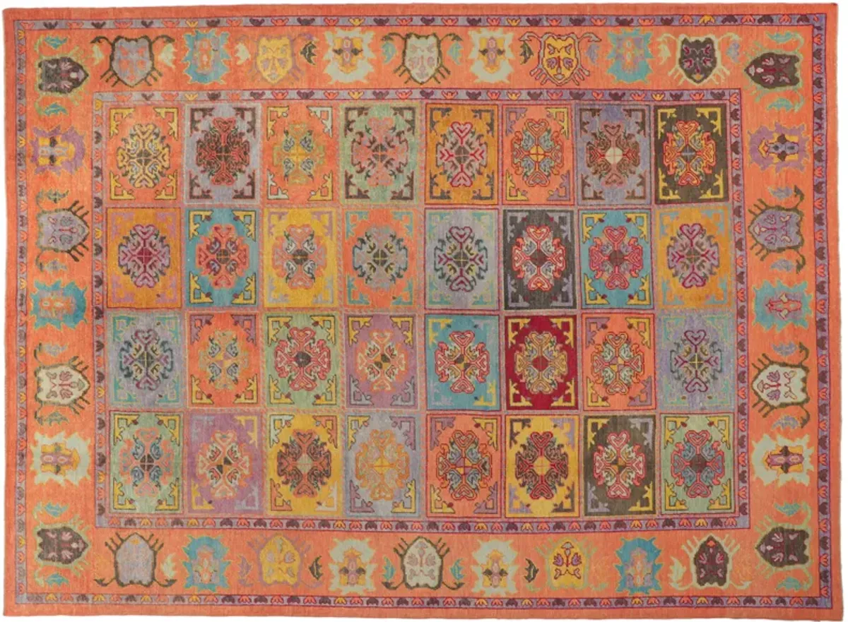 Colorful Oushak Rug - 10'02 x 14'08 - Esmaili Rugs & Antiques - orange - orange