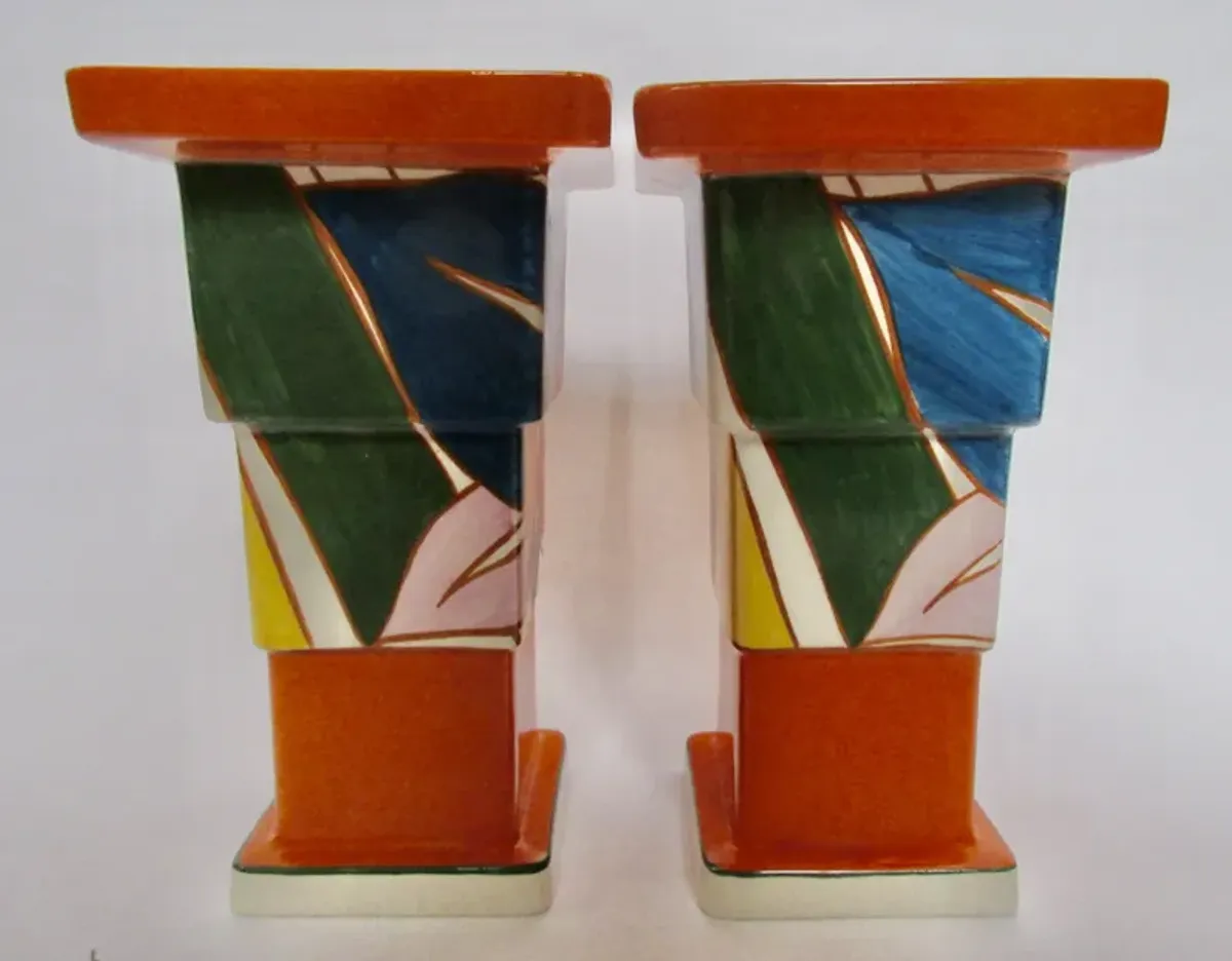 Wedgwood Clarice Cliff Art Deco Vases - The Emporium Ltd. - orange