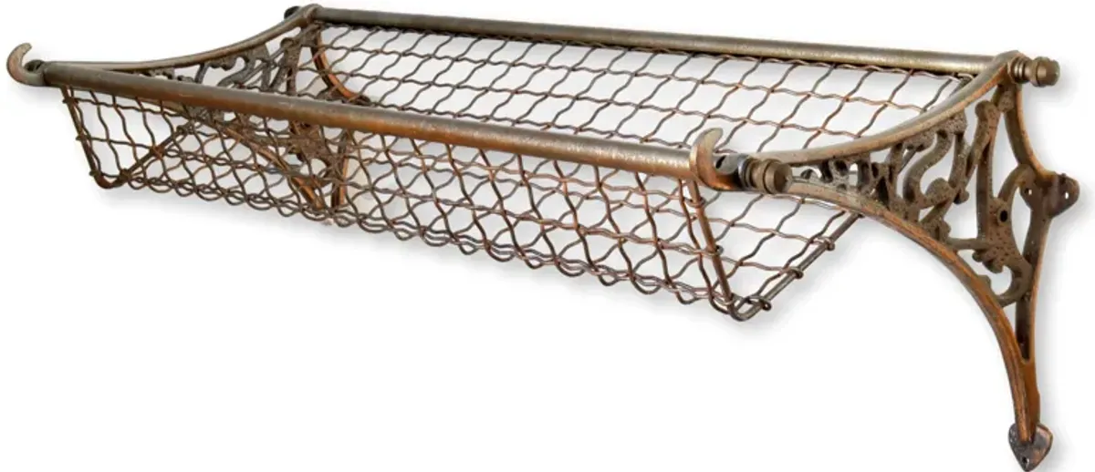 Vintage Metal Train Luggage Rack - New England Mercantile - Gray