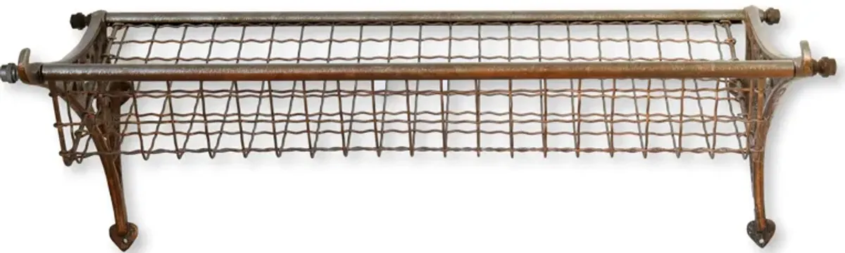 Vintage Metal Train Luggage Rack - New England Mercantile - Gray