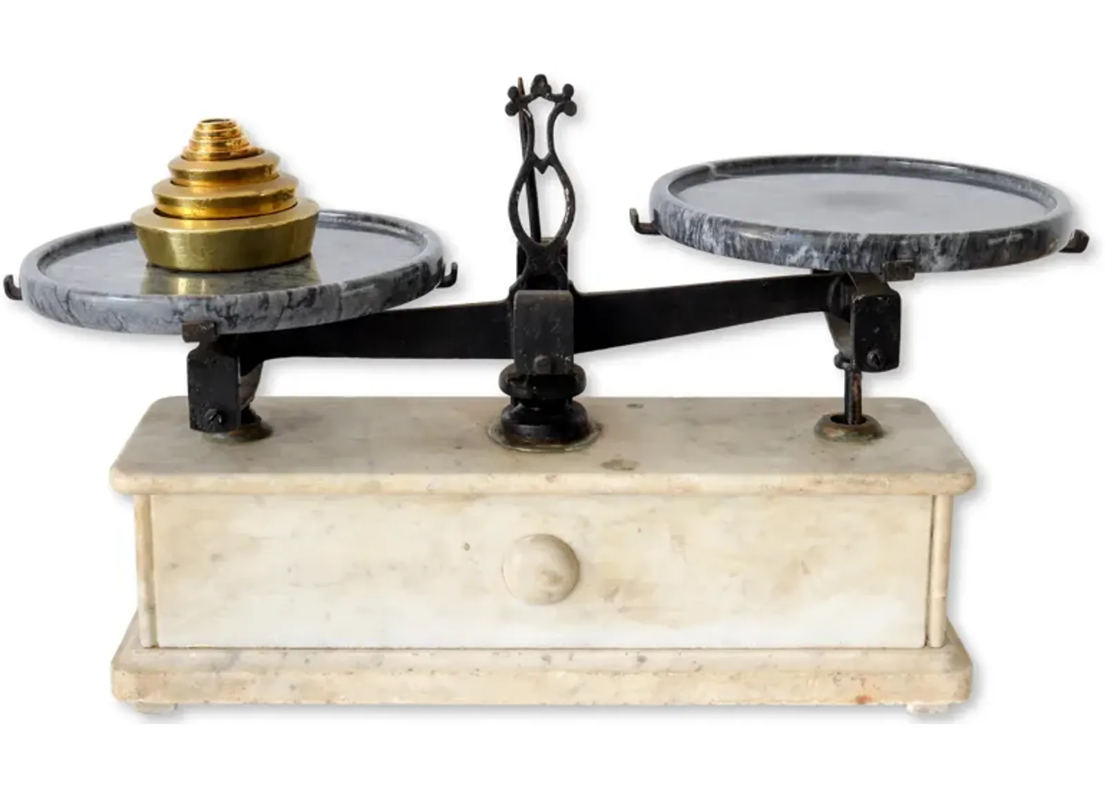 French Marble Balance Scale w/Weights - Rose Victoria - Black