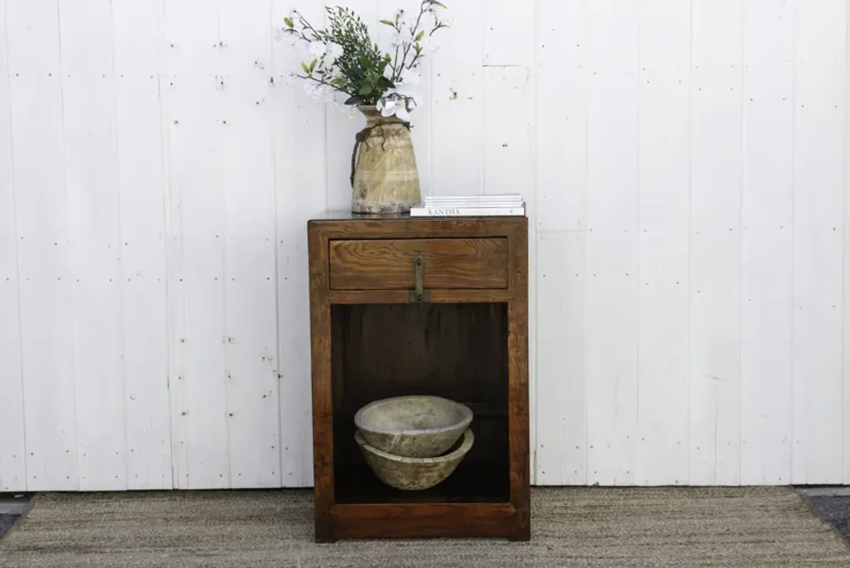 Antique Chinese Elm Open Cabinet - de-cor - Brown