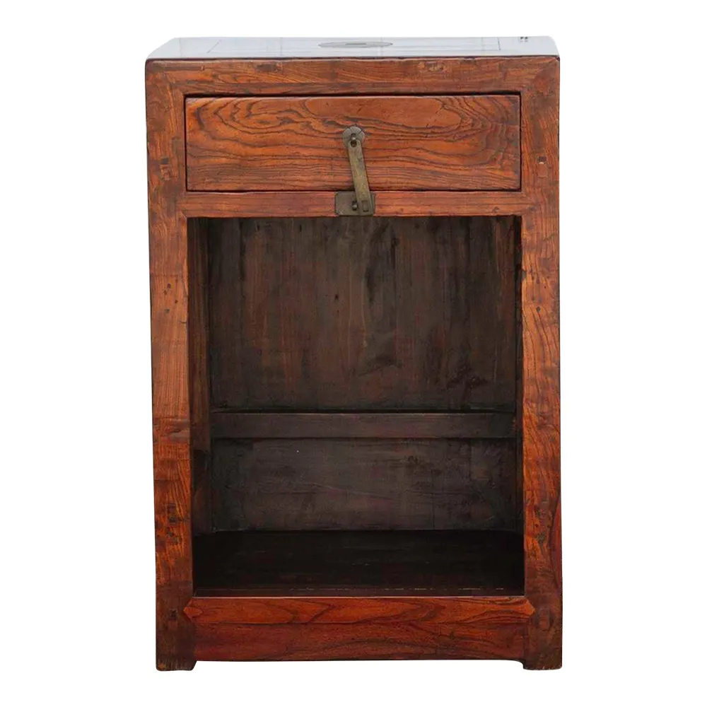 Antique Chinese Elm Open Cabinet - de-cor - Brown