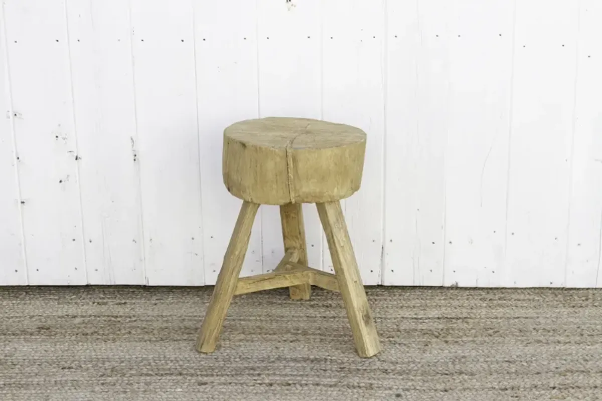 Farmhouse Style Round Stool - de-cor