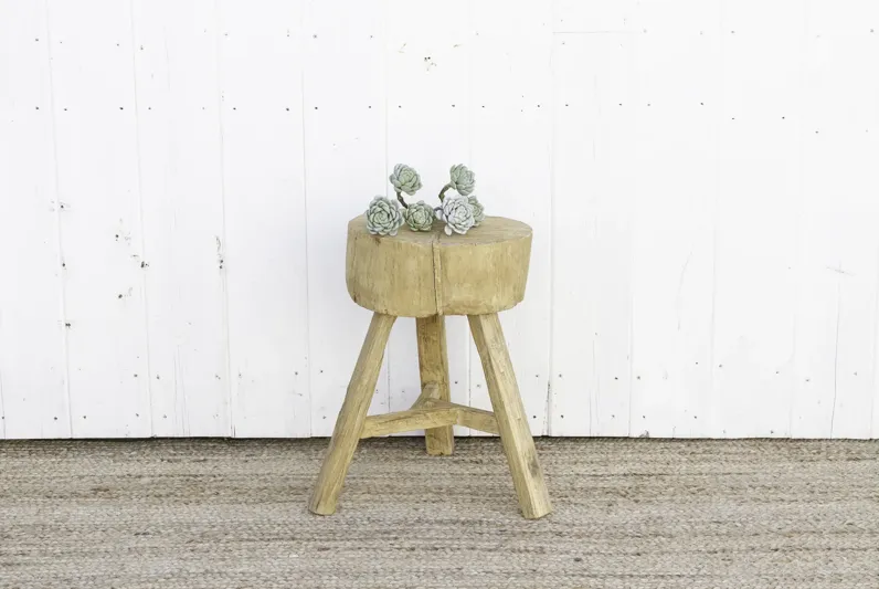 Farmhouse Style Round Stool - de-cor