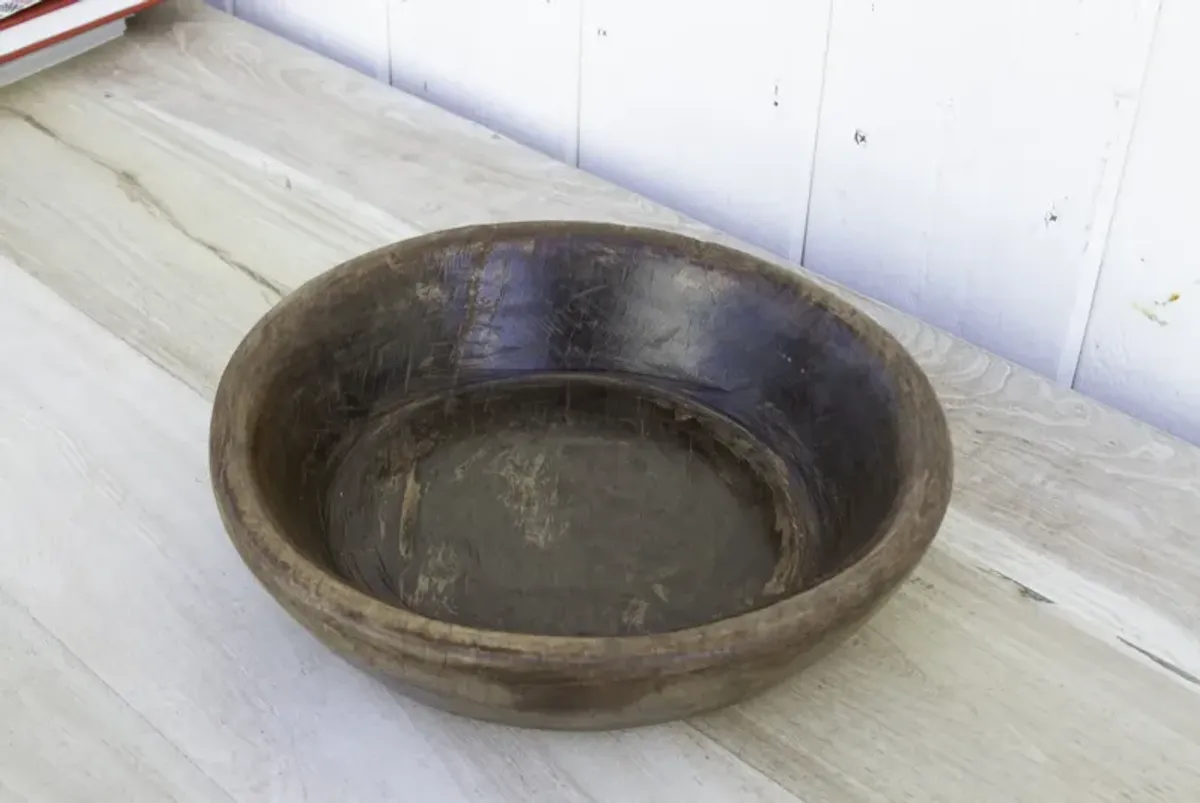 Oxidized Brown Vintage Wood Bowl - de-cor