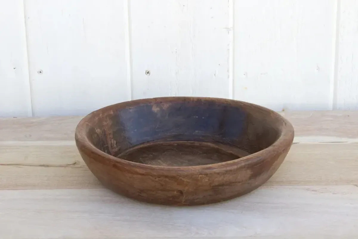 Oxidized Brown Vintage Wood Bowl - de-cor