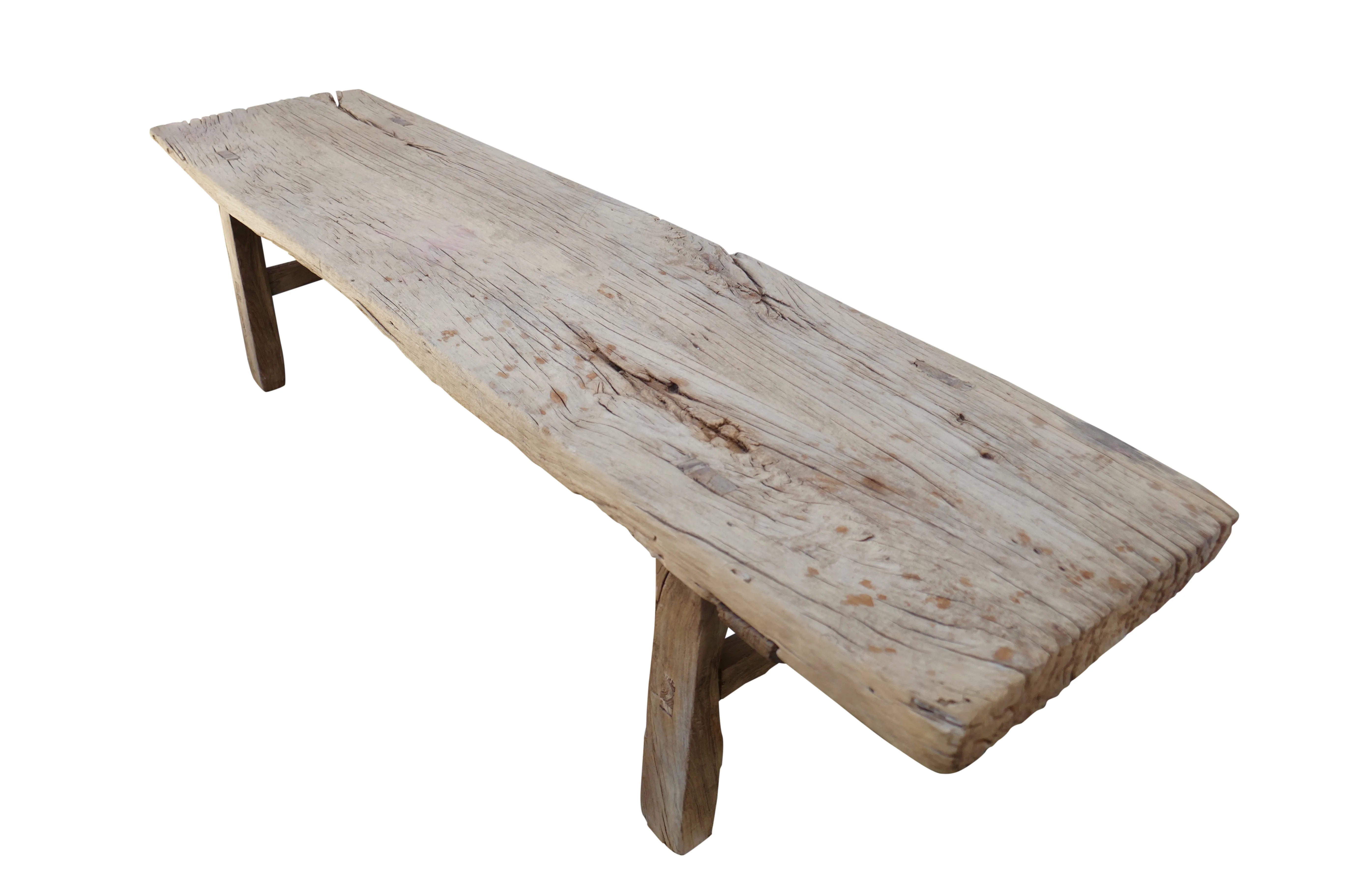 Antique Elmwood Rustic Bench/Table - Brown