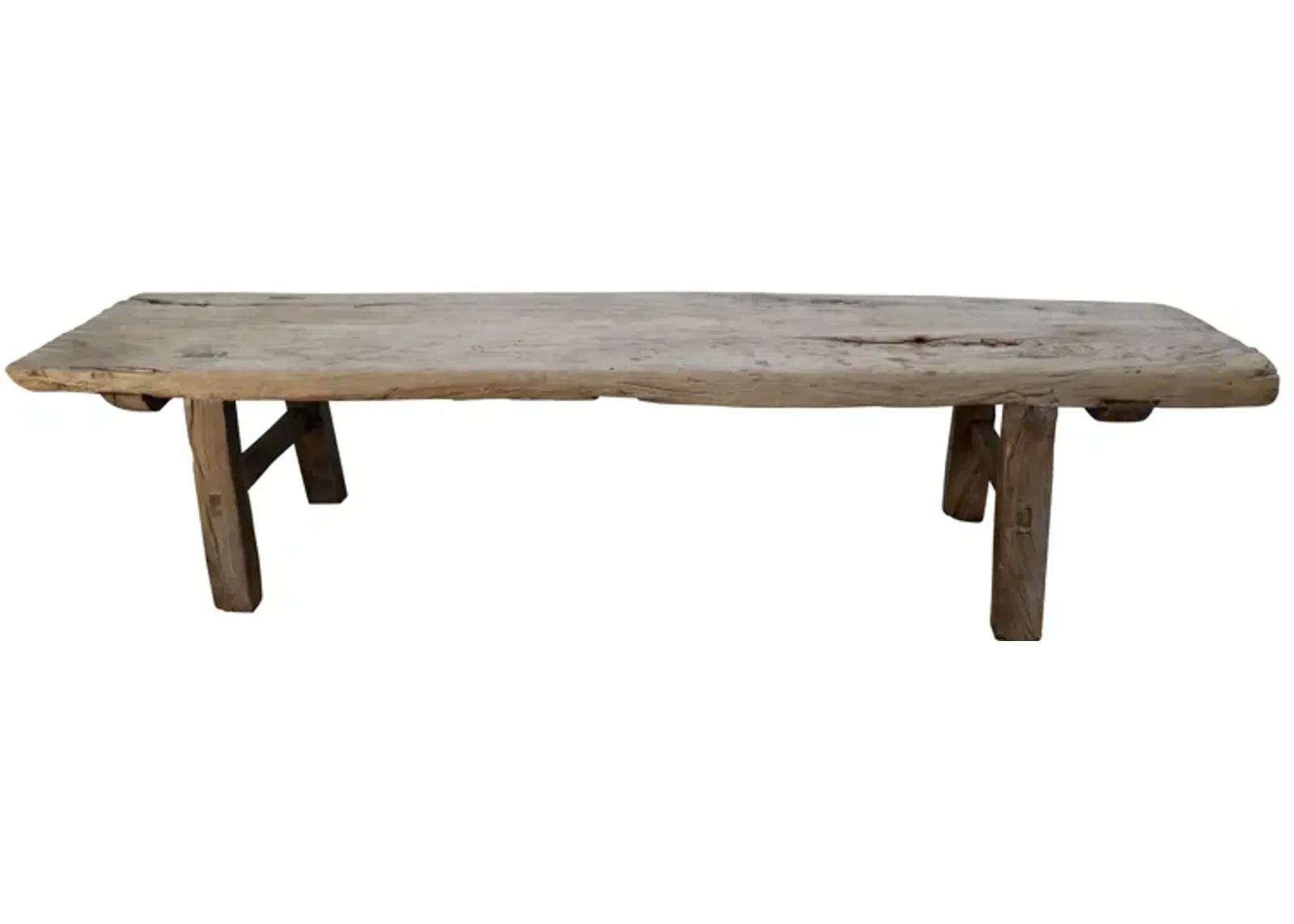 Antique Elmwood Rustic Bench/Table - Brown