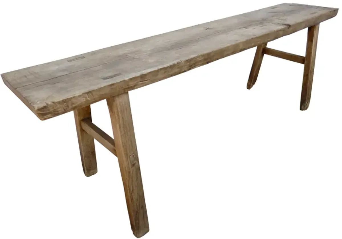 Antique Elmwood Rustic Bench/Table - Brown