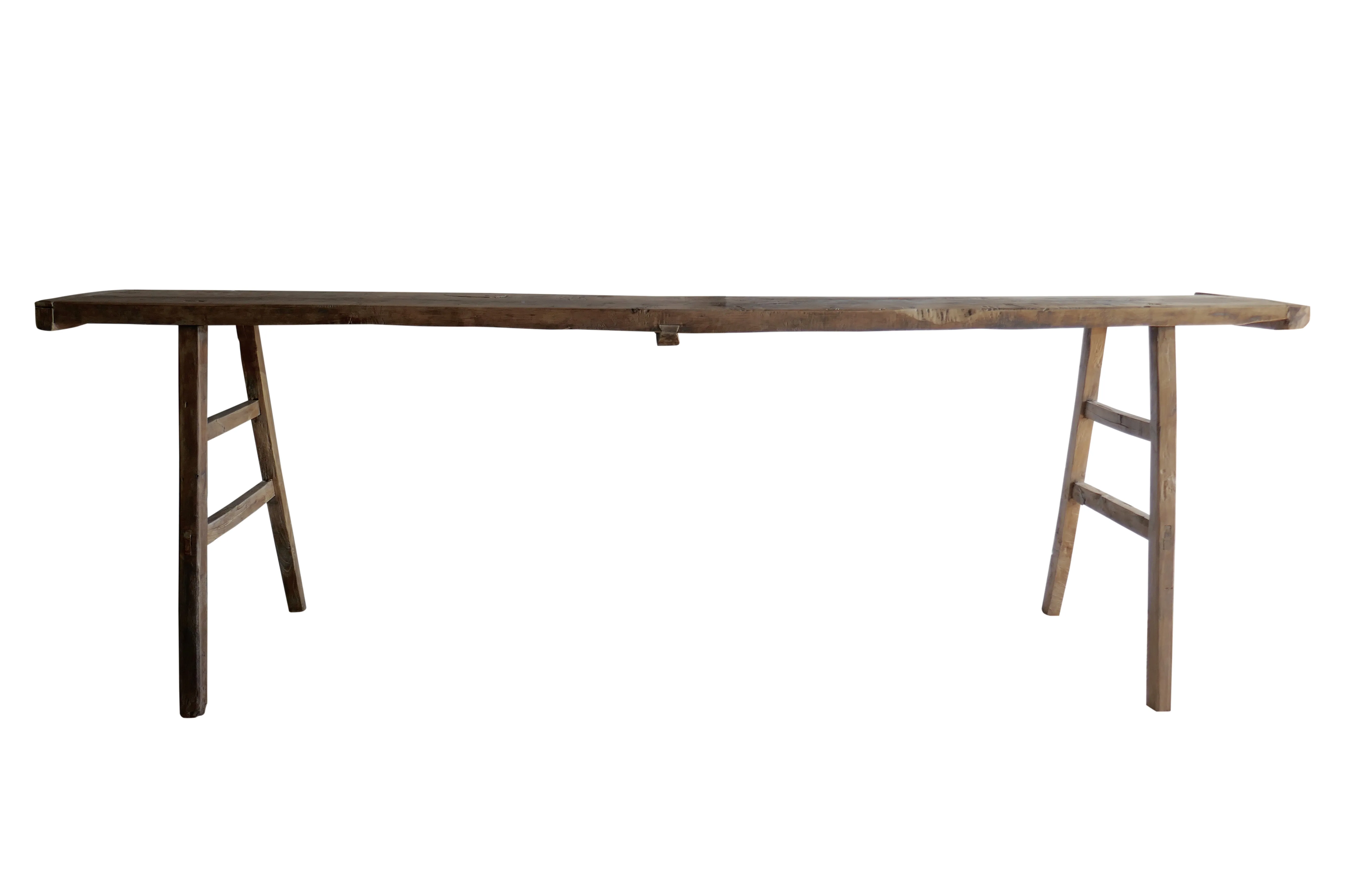 Antique Elmwood Rustic Console Table - Brown