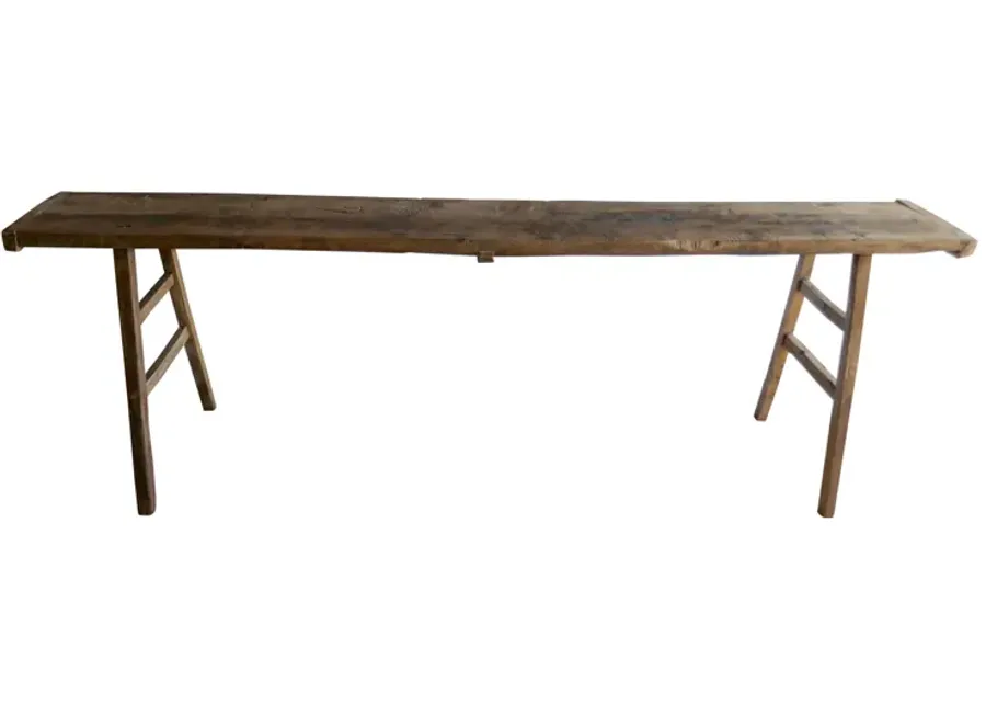 Antique Elmwood Rustic Console Table - Brown