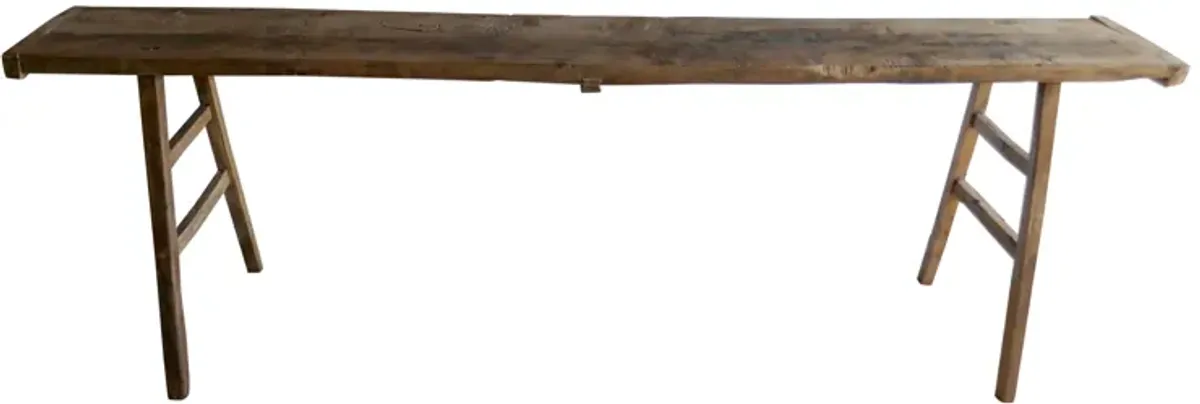 Antique Elmwood Rustic Console Table - Brown