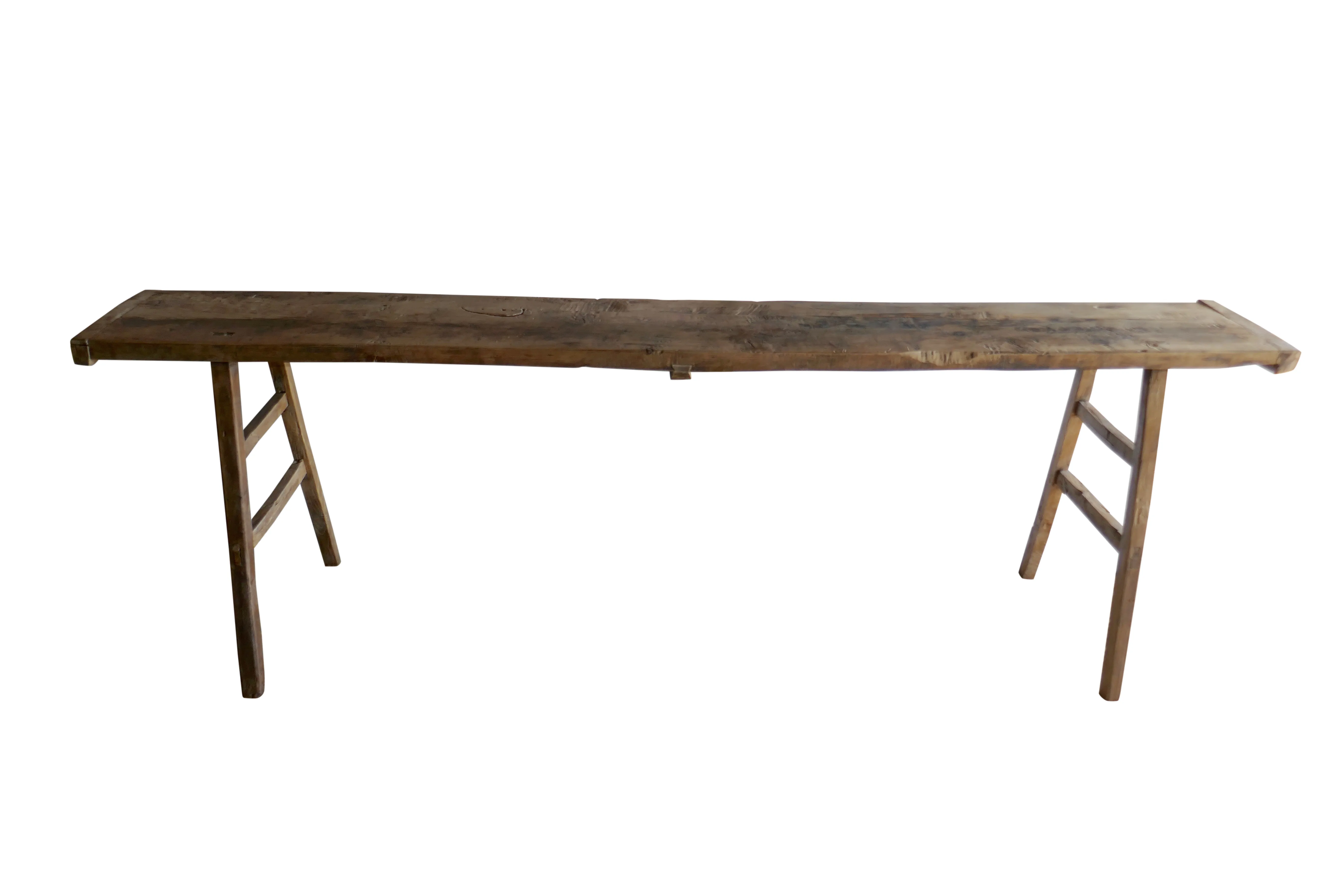 Antique Elmwood Rustic Console Table - Brown