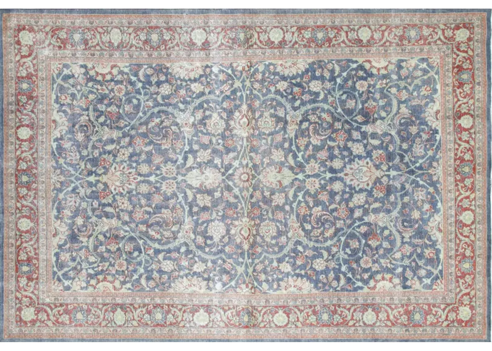 1940s Persian Tabriz Runner-8'4" x12'3" - Nalbandian - Blue