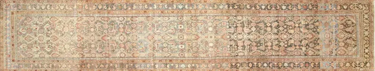 1940s Persian Melayer Runner-3'4"x16'11" - Nalbandian - Red