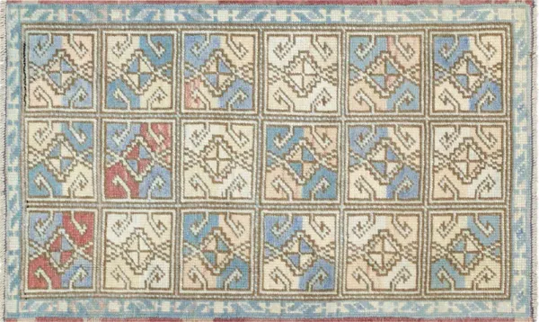 1960s Turkish Oushak Yastic - 2' x 3'3" - Nalbandian - Blue