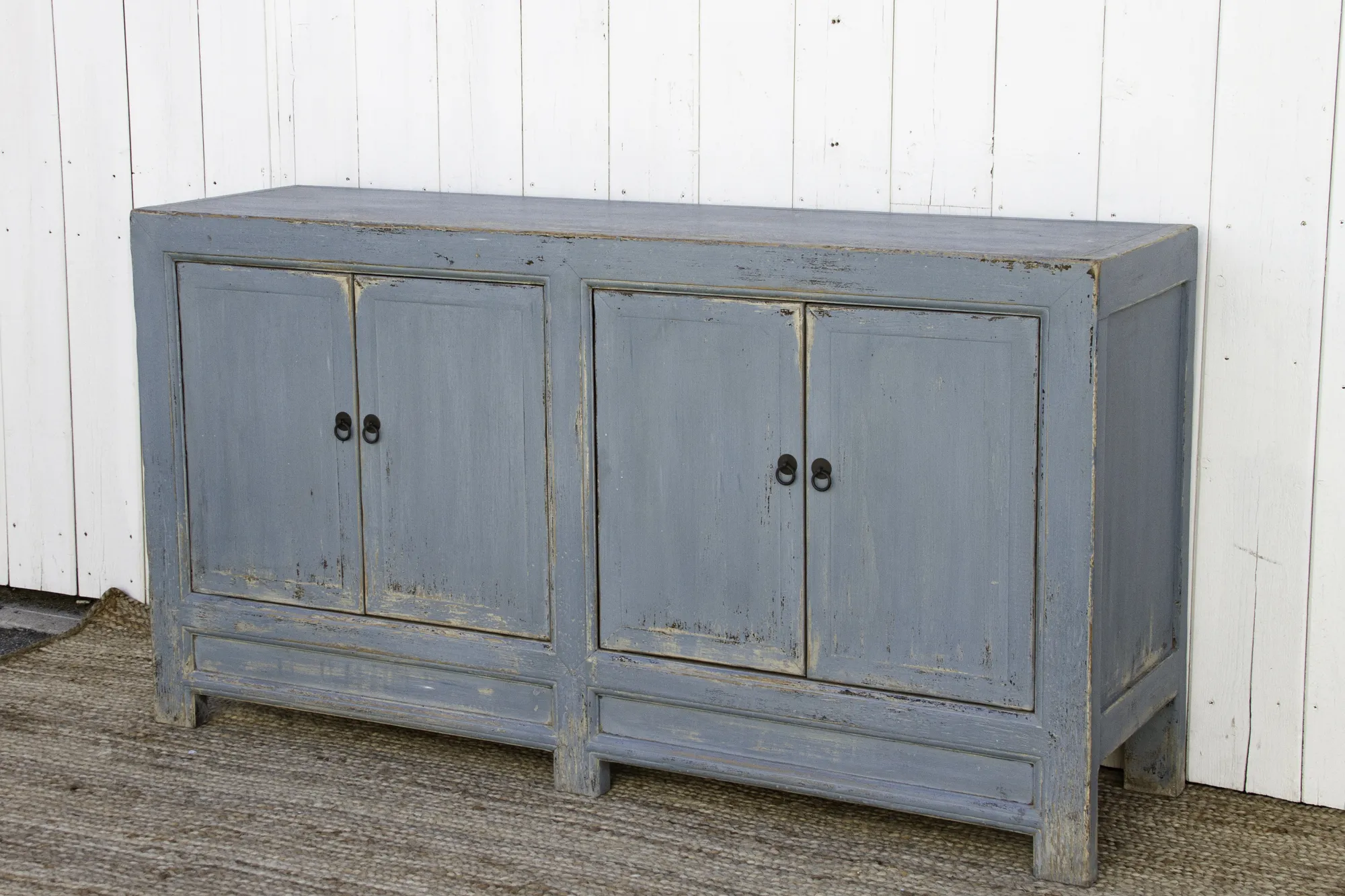 Coastal Blue Painted Asian Cabinet - de-cor