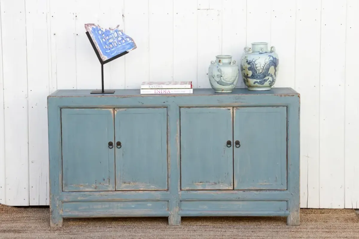 Coastal Blue Painted Asian Cabinet - de-cor