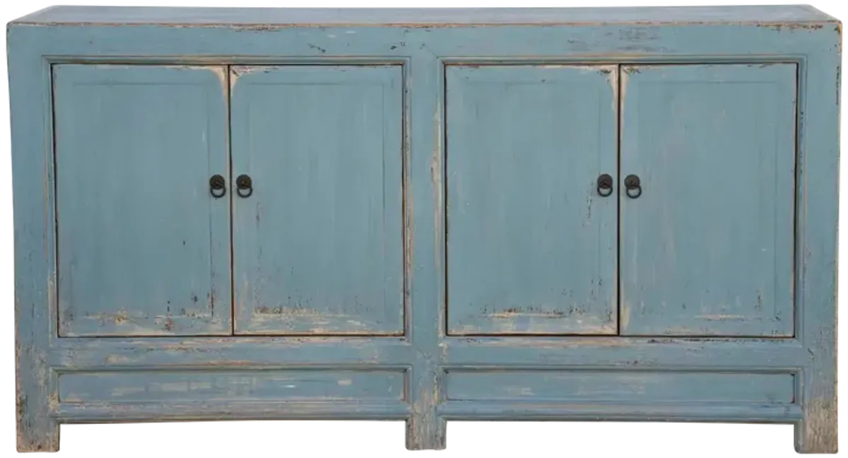 Coastal Blue Painted Asian Cabinet - de-cor