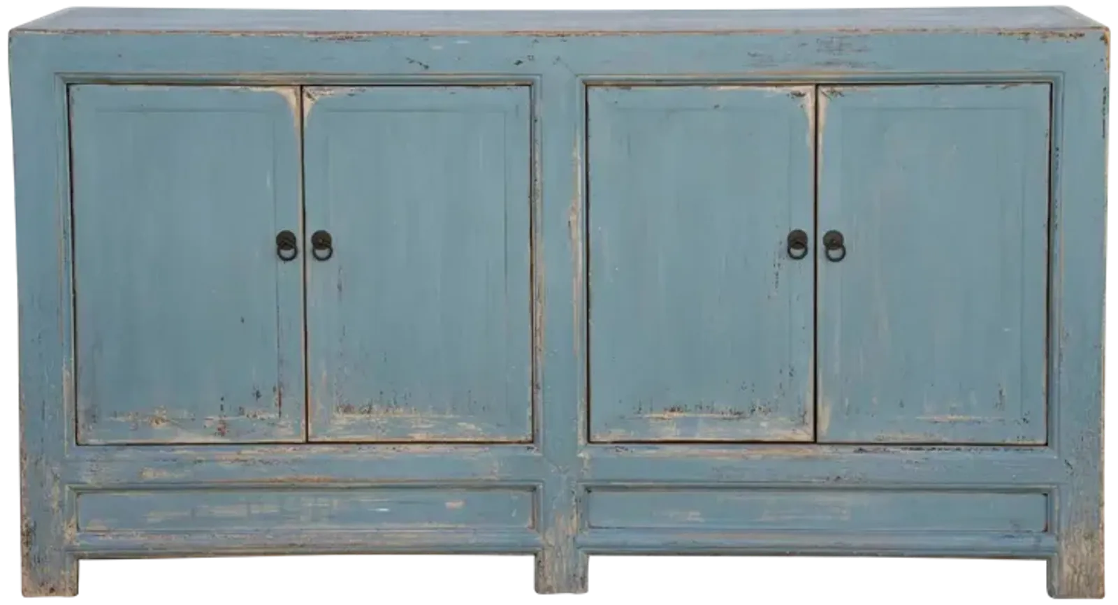 Coastal Blue Painted Asian Cabinet - de-cor