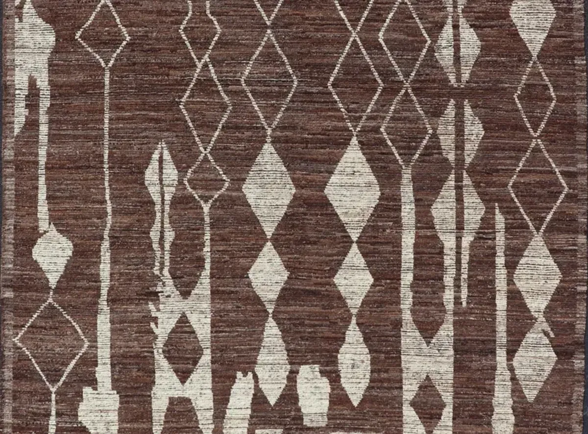 Modern Casual Moroccan Rug 10'5 x 13'8 - Keivan Woven Arts - Brown - Brown