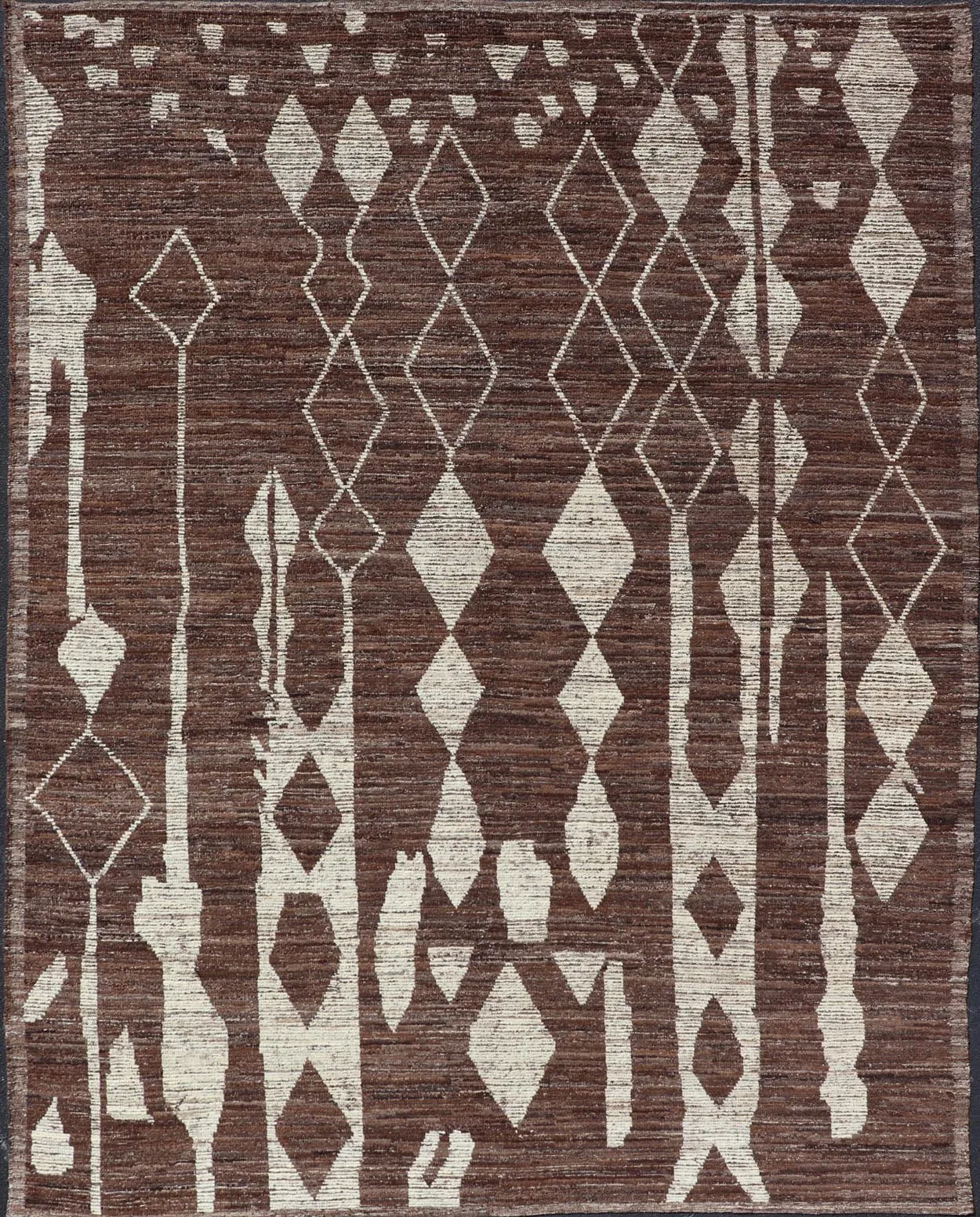 Modern Casual Moroccan Rug 10'5 x 13'8 - Keivan Woven Arts - Brown - Brown