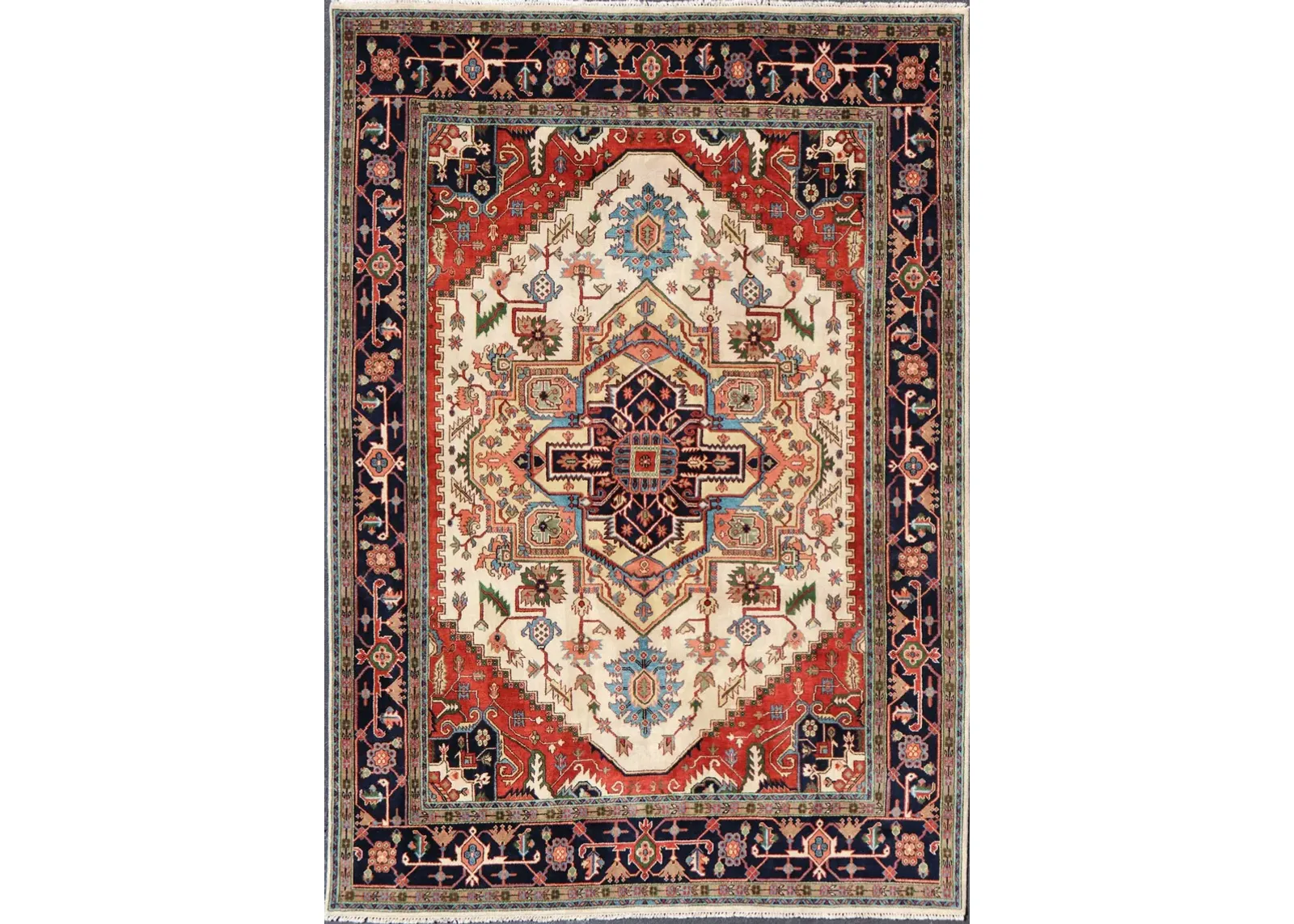 Large Hand-Knotted-Heriz Rug - 10' x 14' - Keivan Woven Arts - orange - orange