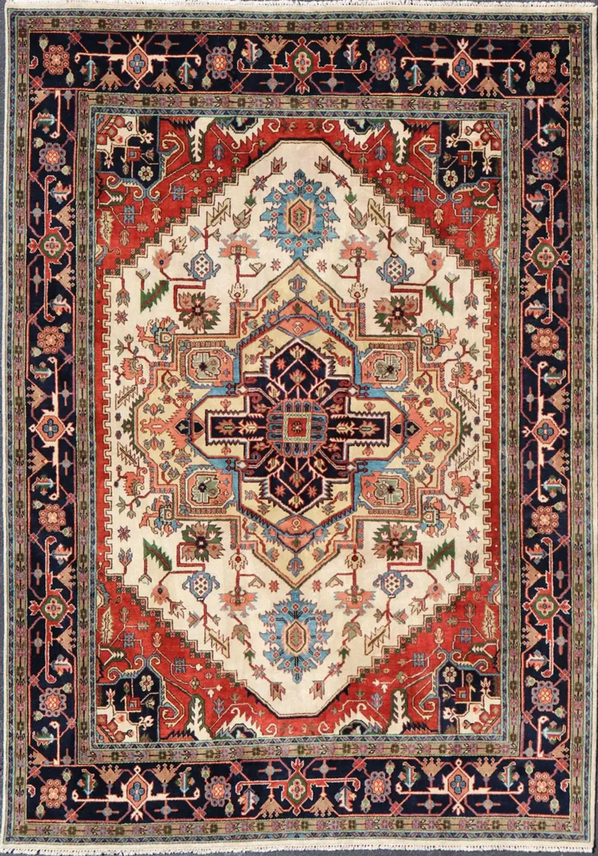 Large Hand-Knotted-Heriz Rug - 10' x 14' - Keivan Woven Arts - orange - orange